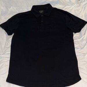 Cuts curve hem black polo